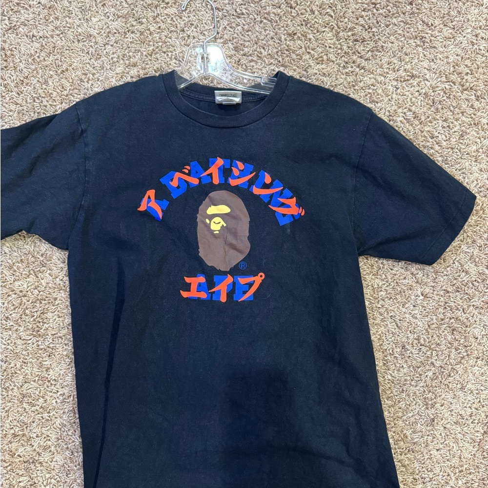 Bape Black Short Sleeve Tee with Ape Logo